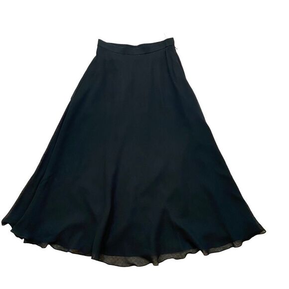 Niteline Della‎ Roufogali Black 100% Silk Chiffon Maxi Skirt Size 8 - Picture 1 of 11